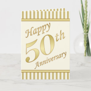 Golden Happy 50th Anniversary Card - Stripes