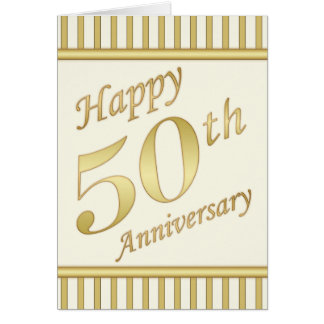 Golden Happy 50th Anniversary Card - Stripes