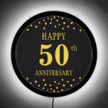 Golden Happy 50th Anniversary on Black LED Sign<br><div class="desc">Modern elegant Golden Happy 50th Anniversary on black Illuminated sign. Text can be personalized for other events.</div>