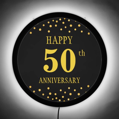 Golden Happy 50th Anniversary on Black LED Sign