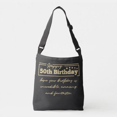 Golden Happy 50th Birthday wishes Crossbody Bag