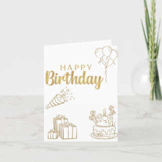 Golden Happy Birthday Card