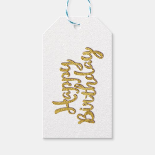 Golden Happy Birthday Gift Tags