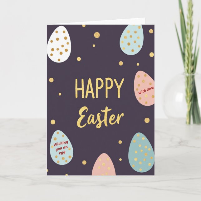 Golden Happy Easter Celebration Card (Front)