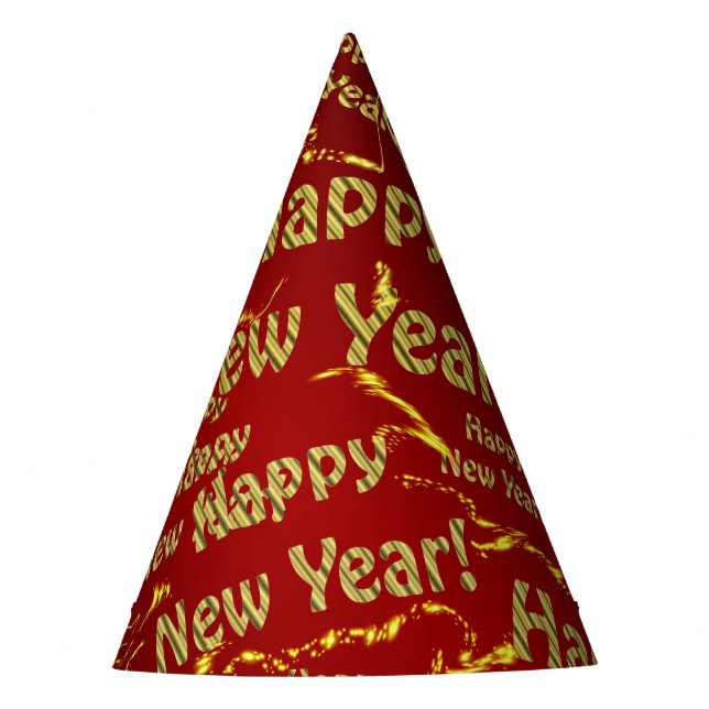 golden happy new year party hat (Front)