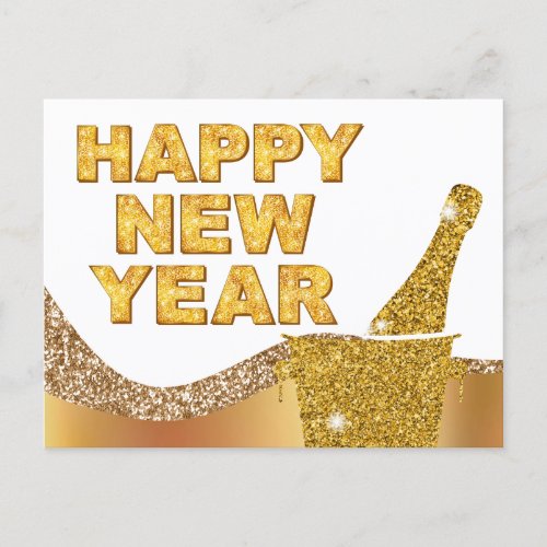 Golden Happy New Year  Postcard