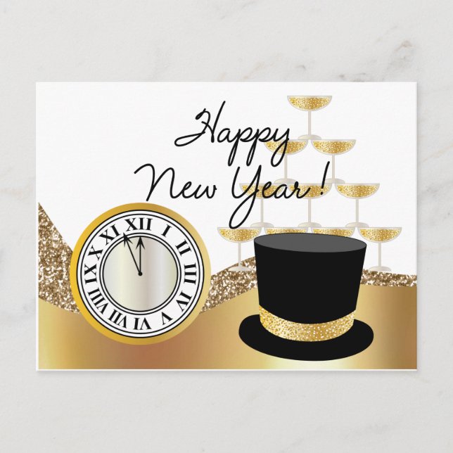 Golden Happy New Year  Postcard (Front)