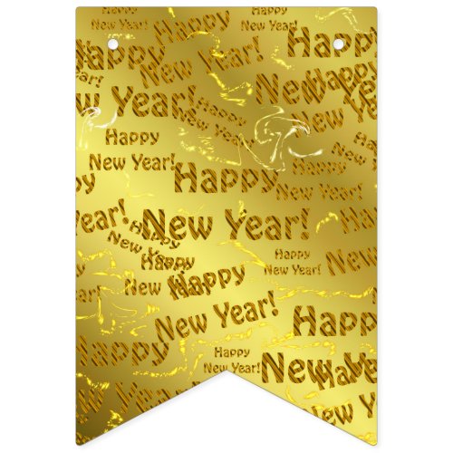 golden happy new years text bunting flags