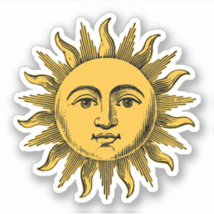 Golden Happy Sun Face Sticker