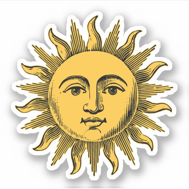 Golden Happy Sun Face Sticker (Front)