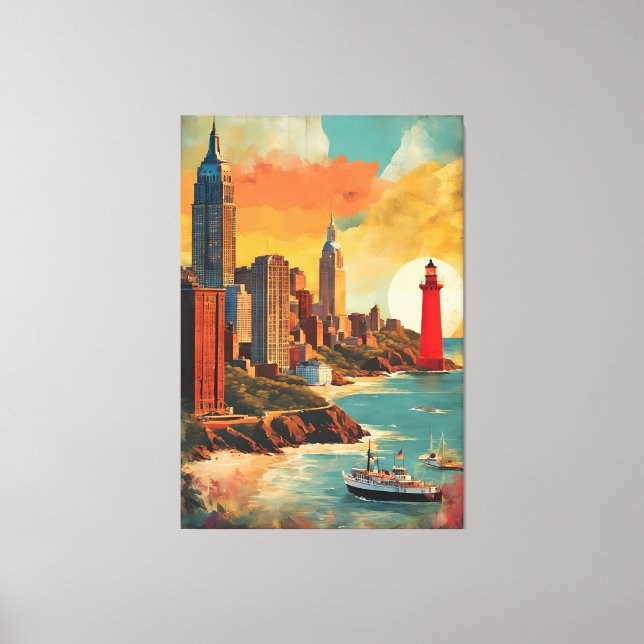 Golden Harbor Skyline Canvas Print (Front)