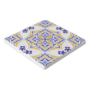 Golden Harmony Blue Gold Mosaic  Mediterranean  Trivet