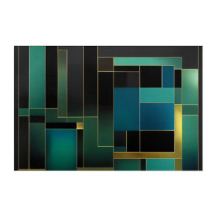 Golden Harmony in Green and Blue Acrylic Print