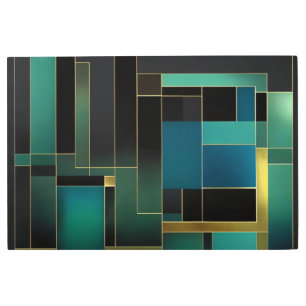 Golden Harmony in Green and Blue Metal Print