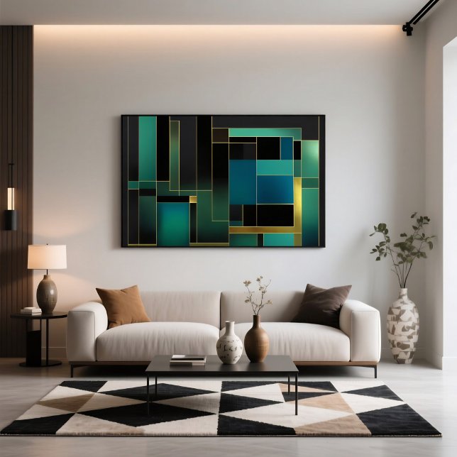 Golden Harmony in Green and Blue Poster (Creator Uploaded)