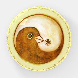 Golden harmony peace doves glass dome paperweight