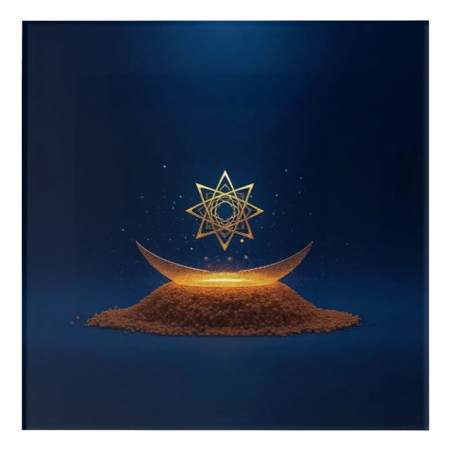 Golden Harmony – Shree Yantra’s Divine Resonance Acrylic Print (Front)