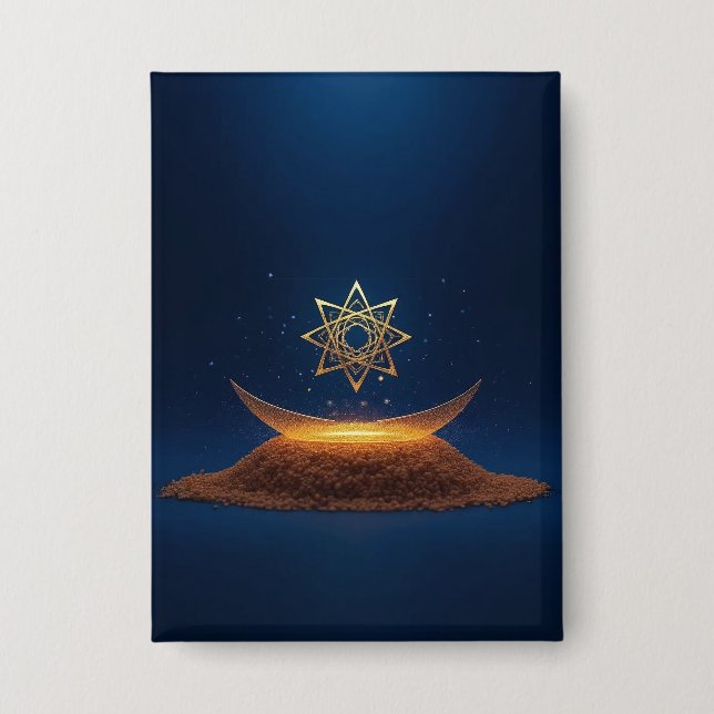 Golden Harmony – Shree Yantra’s Divine Resonance Button (Front)