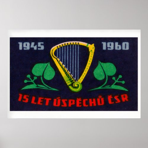 Golden Harp - Matchbox Print - Czech Wall Art