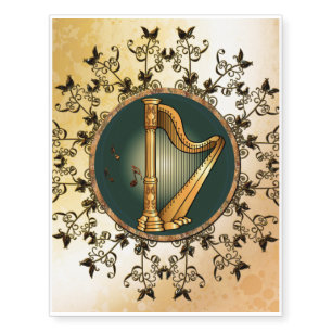 Golden harp temporary tattoos