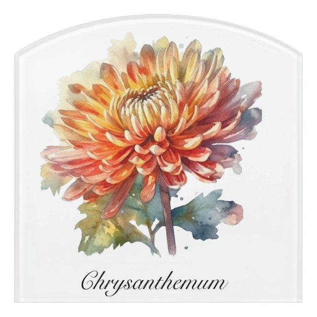 Golden Harvest Chrysanthemum, custom Door Sign (Contour Front)
