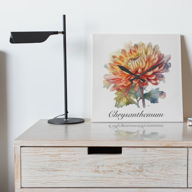 Golden Harvest Chrysanthemum, custom Square Wall Clock (Creator Uploaded)
