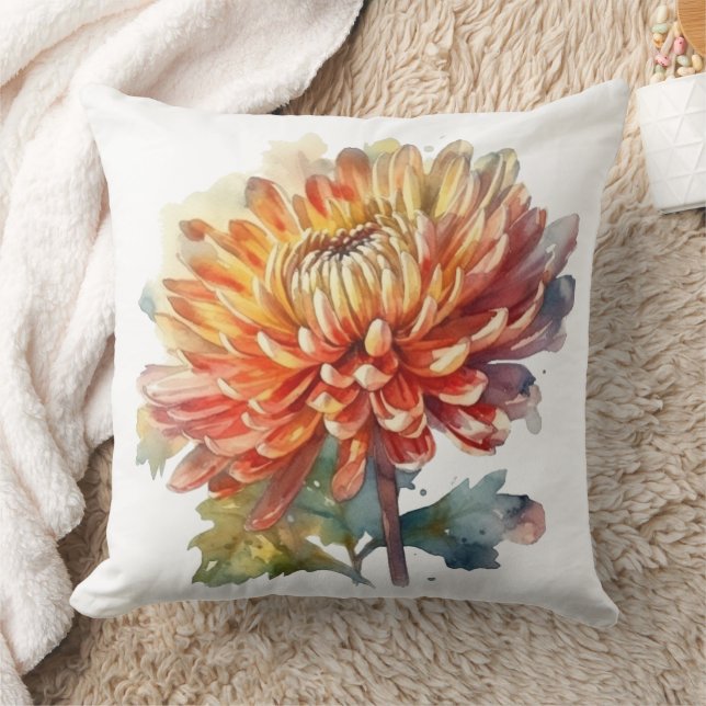 Golden Harvest Chrysanthemum  Throw Pillow (Blanket)