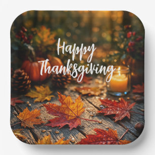 Golden Harvest Glow – Thanksgiving Greeting Paper Plates