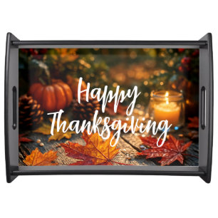 Golden Harvest Glow – Thanksgiving Greeting Serving Tray
