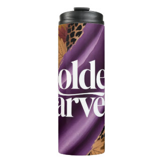 Golden Harvest Luxury Purple Silk Autumn Design Thermal Tumbler