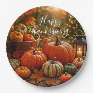 Golden Harvest Thanksgiving Paper Plates