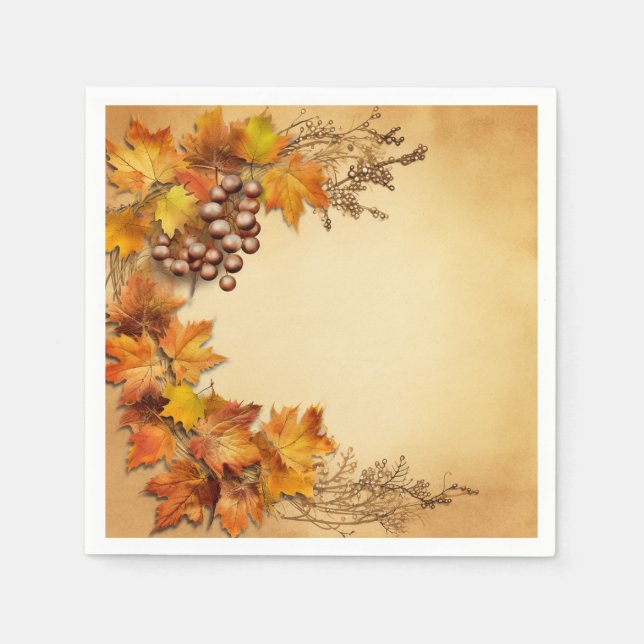 Golden Harvest Treasures: Wreath Harvest Napkins (Front)