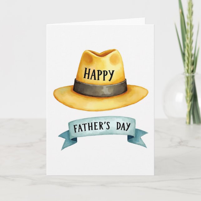 Golden Hat Fathers Day Card (Front)