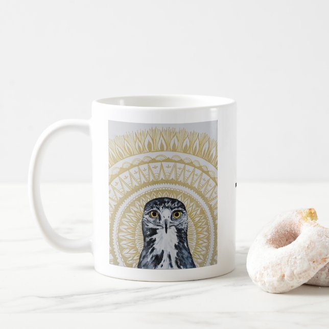 Golden Hawk Mandala Mug (With Donut)