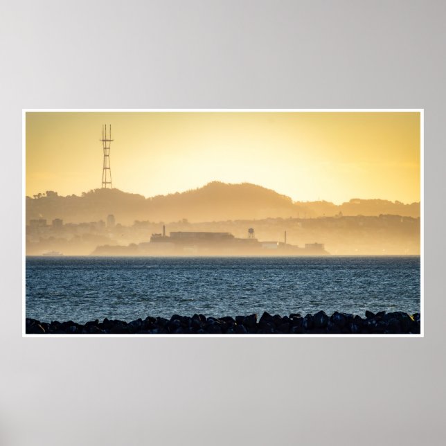 Golden Haze Over Alcatraz Poster (Front)