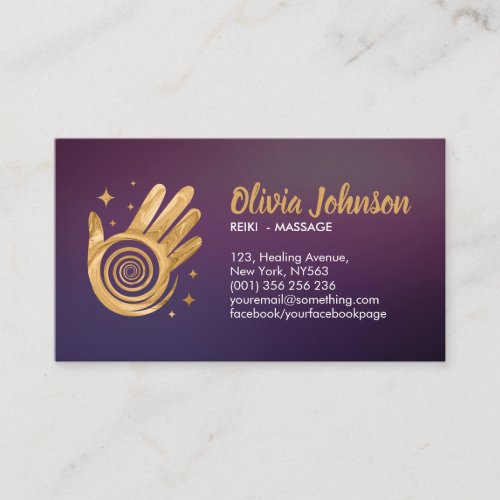 Golden Healing Hands Energy Spiral Appointment Business Card