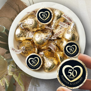 Golden heart 50th wedding anniversary custom names hershey®'s kisses®