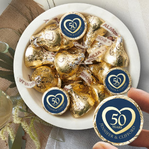 Golden heart 50th wedding anniversary custom names hershey®'s kisses®