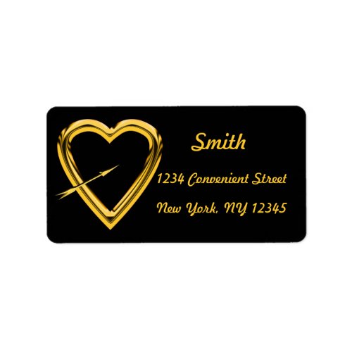 Golden Heart And Arrow Return Address Label