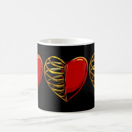 Golden Heart and Ribcage Fusion Coffee Mug
