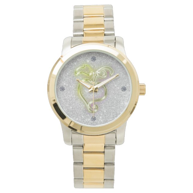 Golden Heart and Sparkles Watch (Front)
