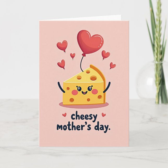 Golden Heart Balloon Mothers Day Card (Front)