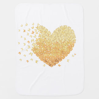 Golden Heart Butterflies Heart Tshirt Baby Blanket