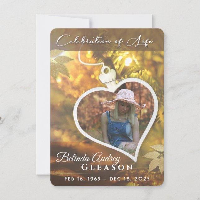 Golden Heart Celebration of Live Memorial Invite (Front)