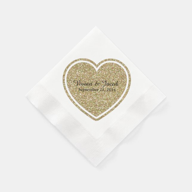 Golden Heart Custom Wedding Napkin (Corner)