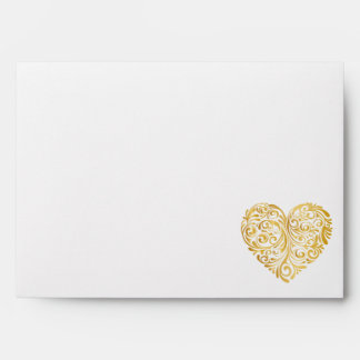 Golden heart design envelope