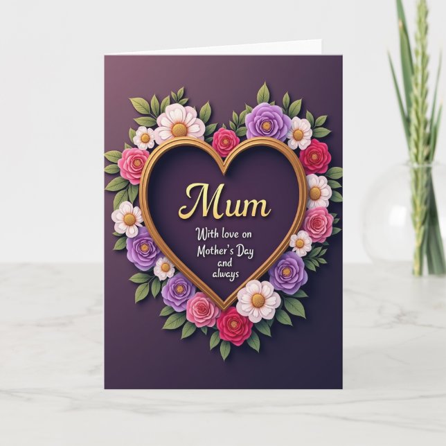 Golden Heart Flowers Love Card (Front)