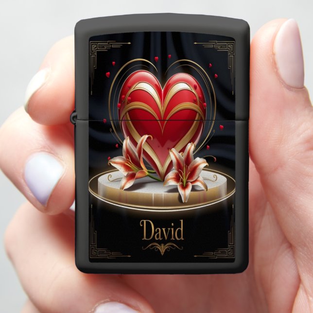 Golden Heart for David Zippo Lighter (In Hand)