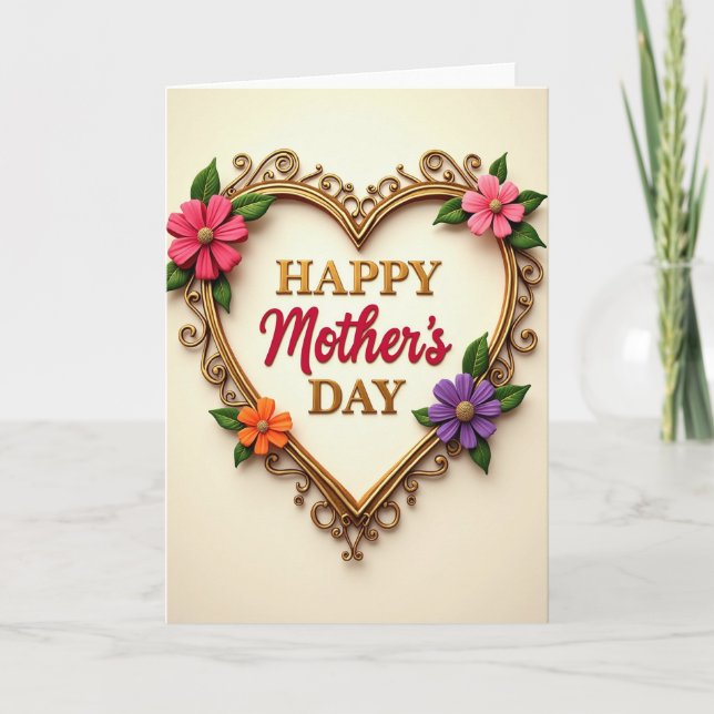 Golden Heart Mothers Day Card (Front)