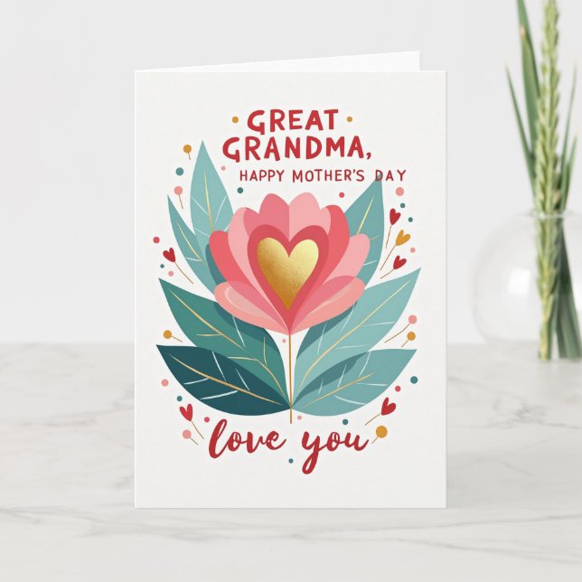 Golden Heart Mothers Day Love Card (Front)